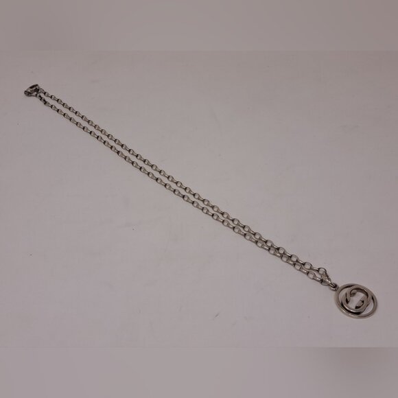Gucci Women's Interlocking GG Logo Chain Necklace Sterling Silver AG 925 11" - Picture 4 of 16